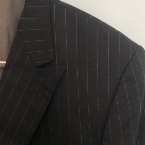 Oscar de la Renta Other - OSCAR DE LA RENTA  Black Pin Striped Suit 48R